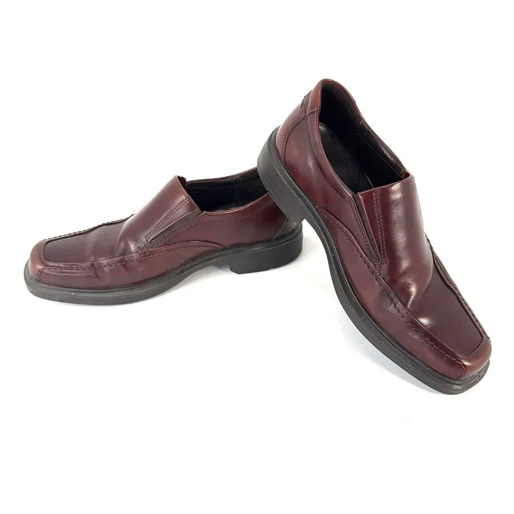 Ecco Men's Calcan Apron Toe Shoes Sz 41 Brown US (7-7.5) Leather Slip-On Loafer